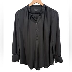 Ann Taylor Classic Black Blouse With Buttons-‎ Small